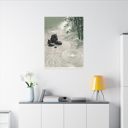 Shibui Rock Garden Canvas Art - Zen Ukiyo E Inspired