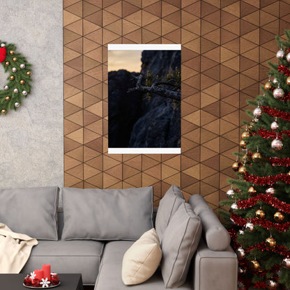 Pine Tree Moody Minimal Wall Art Print | Luxurious Dark Japandi Art