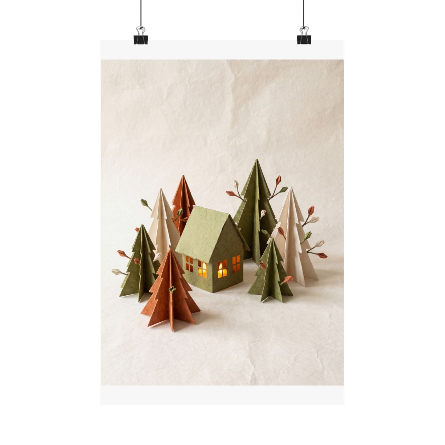 Spring Paper Fold Forest Whimsy Wall Art Print | Nostalgic Decor