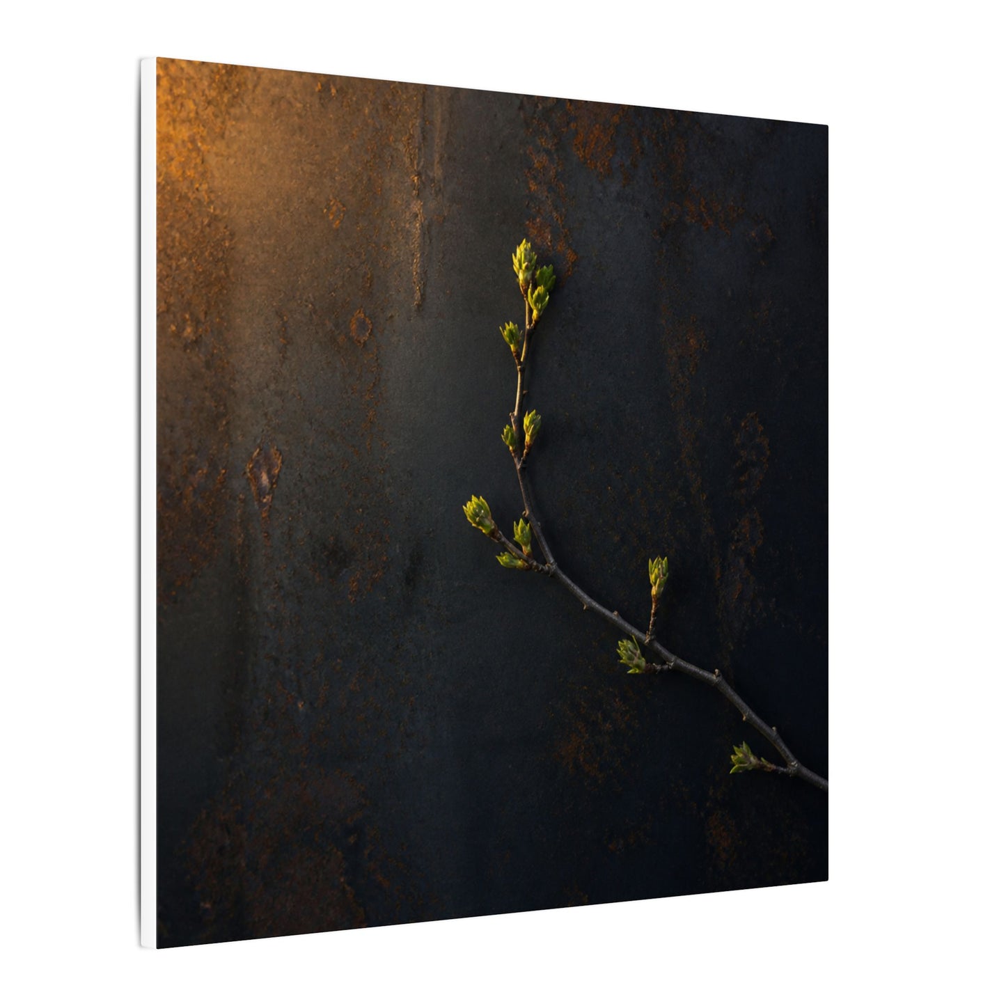 Dark Japandi Rust Patina in Golden Hour | Moody Minimal Canvas Art
