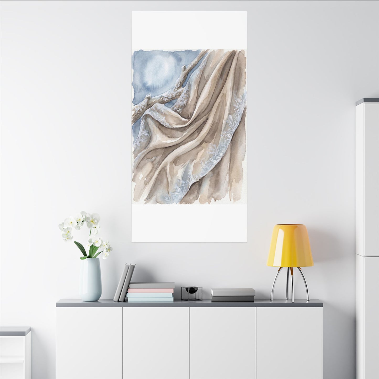 Silk Drape Winter Canvas Art | Japandi Cozy Design