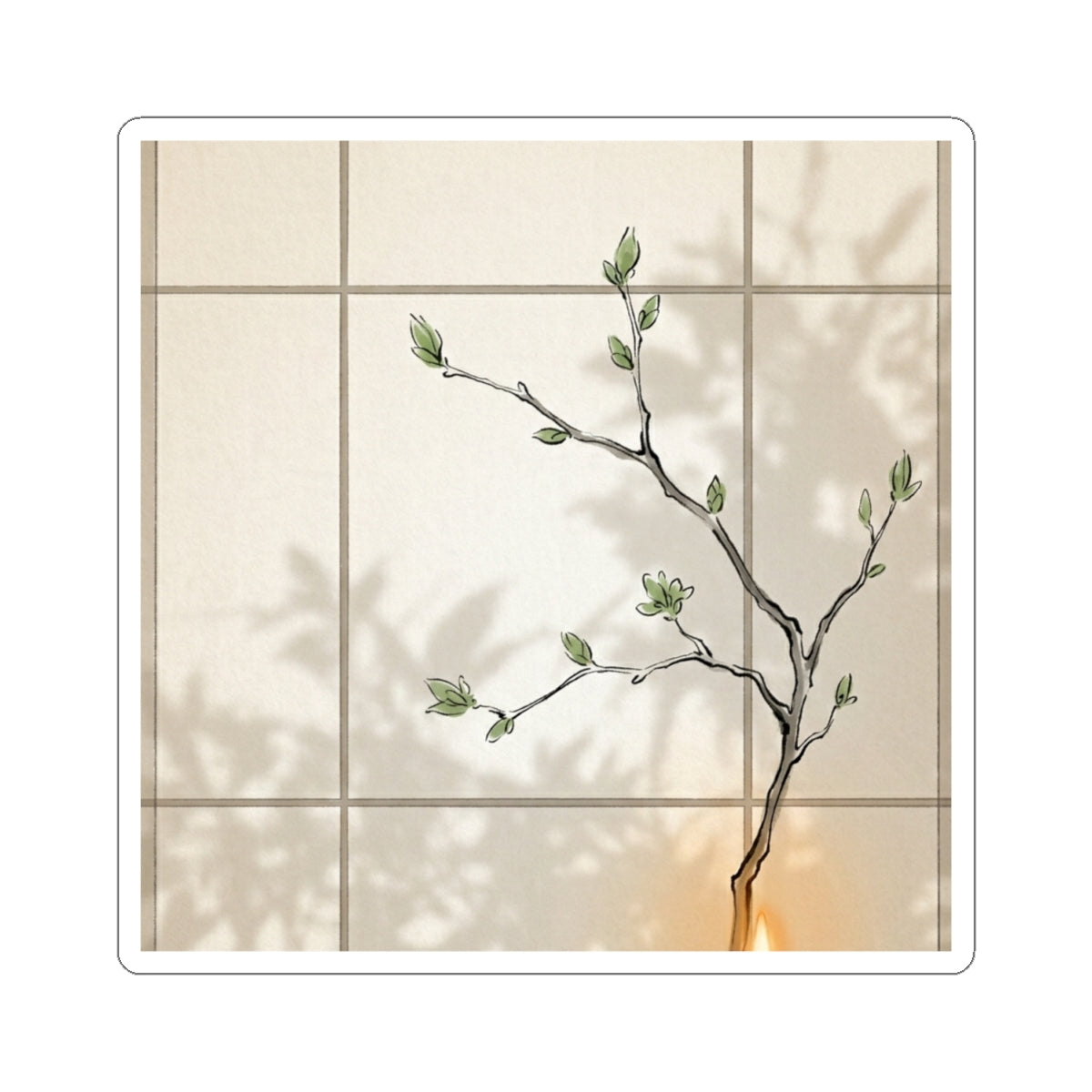 Shoji Screen Minimal Line Sticker | Elegant Japandi Art Art Print