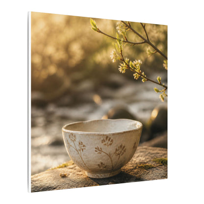 Neutral Ceramic Bowl Canvas Art - Japanese Pattern Japandi