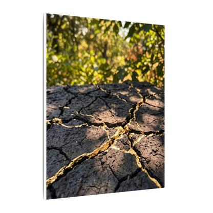 Shibui Cracked Earth Canvas Art - Kintsugi Gold Repair