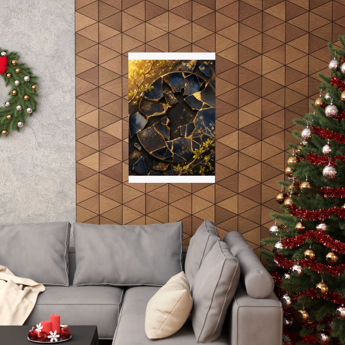 Broken Pottery Gold Repair Wall Art Print | Resilient Kintsugi Art