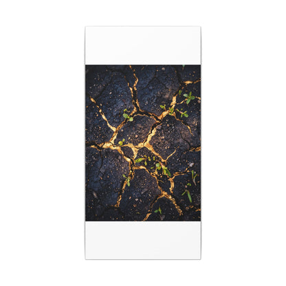 Spring Cracked Earth Crackle Gold Canvas Art | Healing Decor