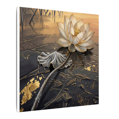 Kintsugi Lotus Flower in Golden Hour | Gold Vein Canvas Art