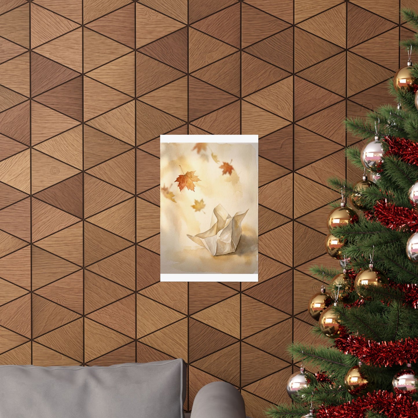 Paper Fold Watercolor Wall Art Print | Earthy Japandi Art