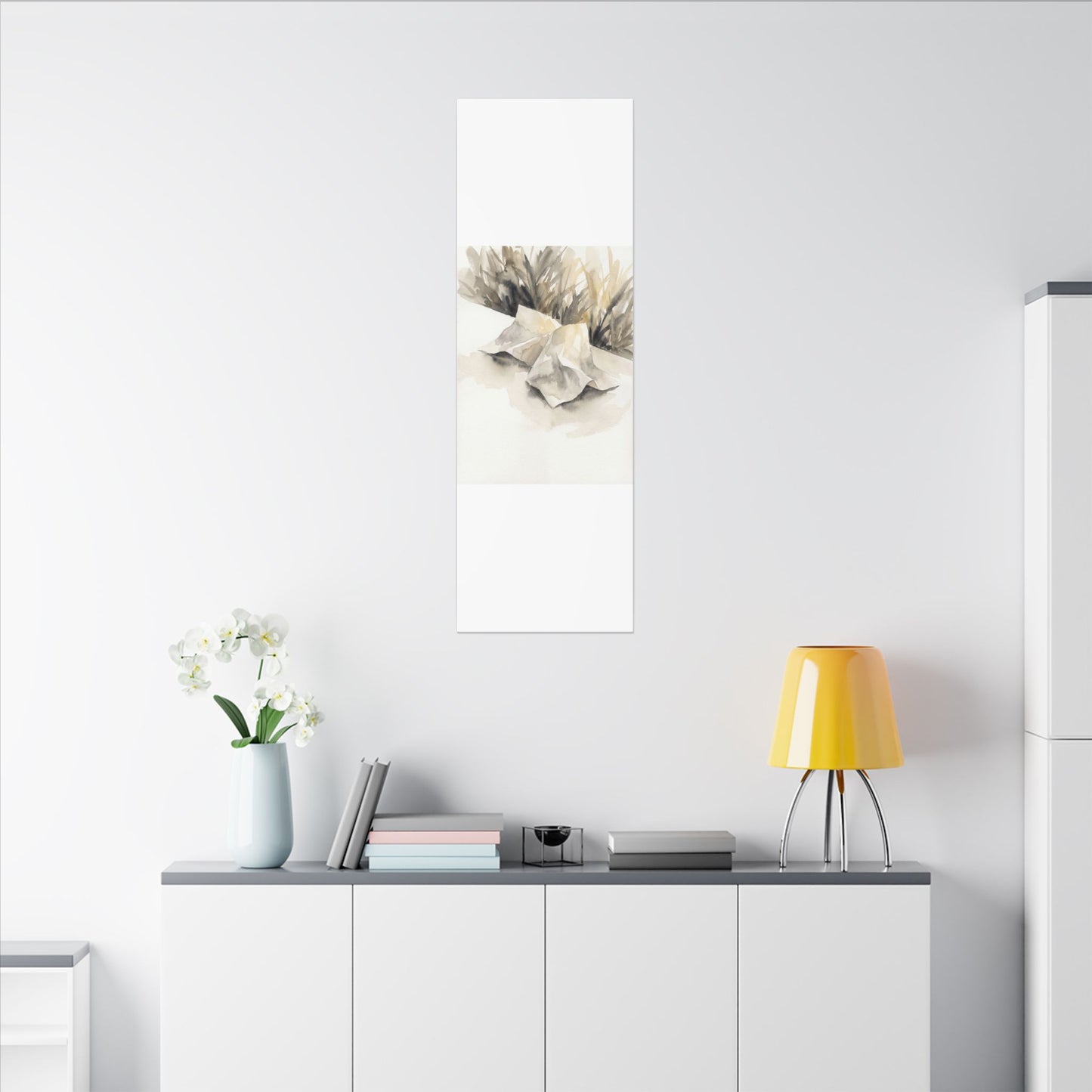 Paper Fold Watercolor Canvas Art | Warm Japandi Art
