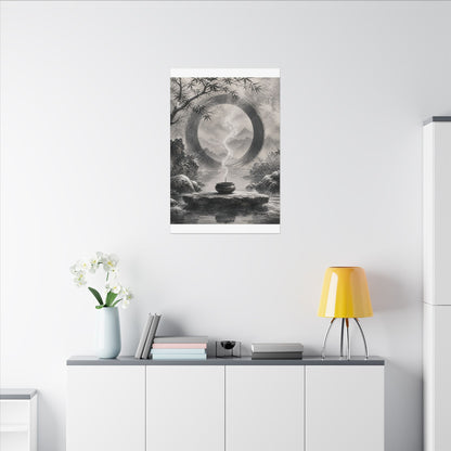 Incense Smoke Canvas Art | Winter Zen Sumi E Art