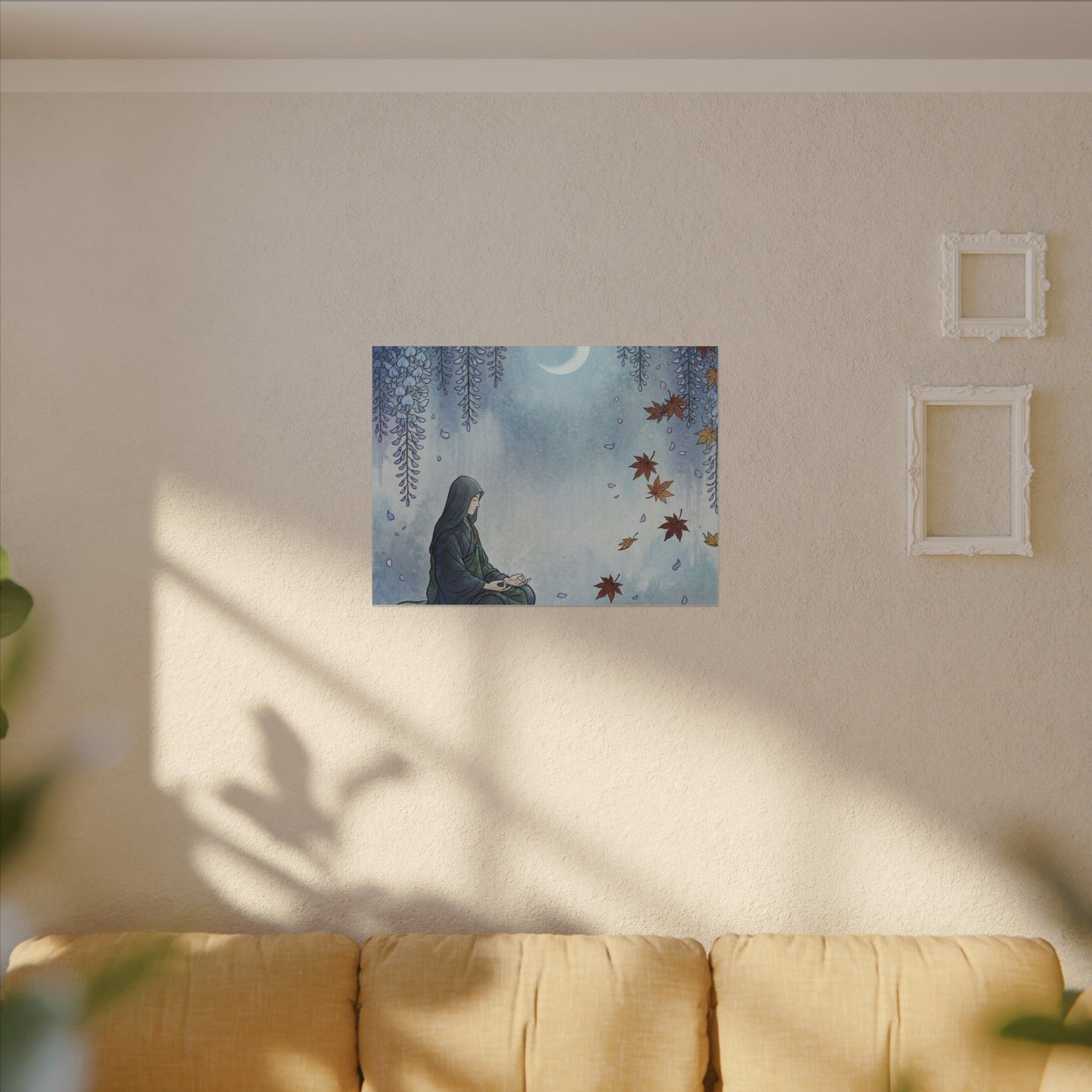 Zen Wisteria in Moonlight | Ukiyo E Inspired Canvas Art