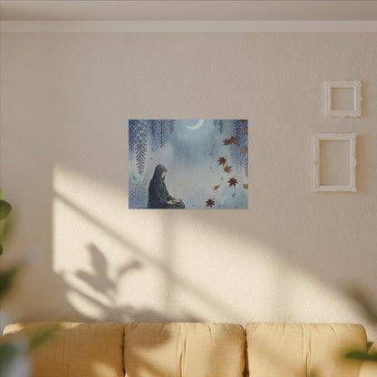 Zen Wisteria in Moonlight | Ukiyo E Inspired Canvas Art