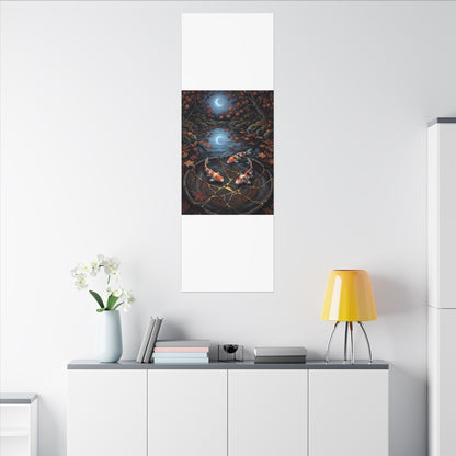 Koi Pond Canvas Art | Autumn Kintsugi Gold Repair Art