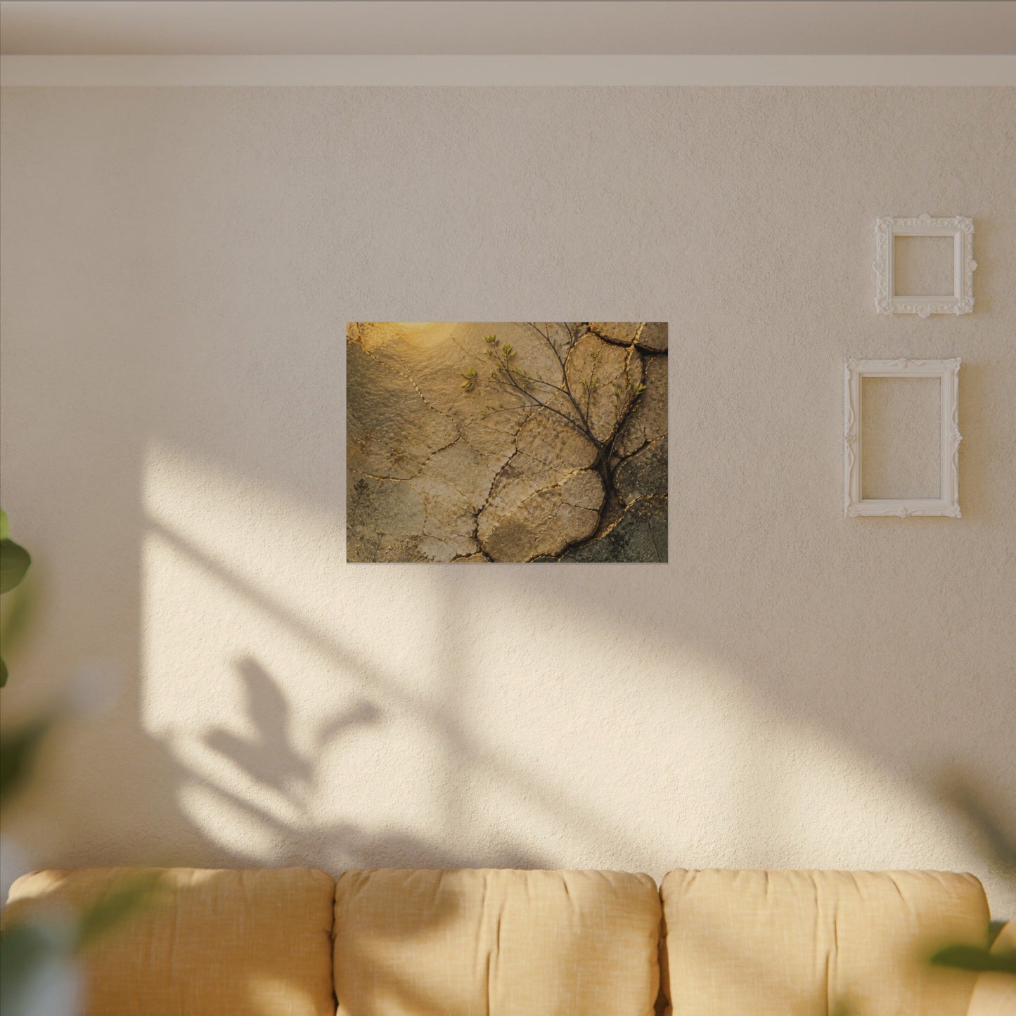 Cracked Earth Spring Canvas Art | Japandi Warm Design