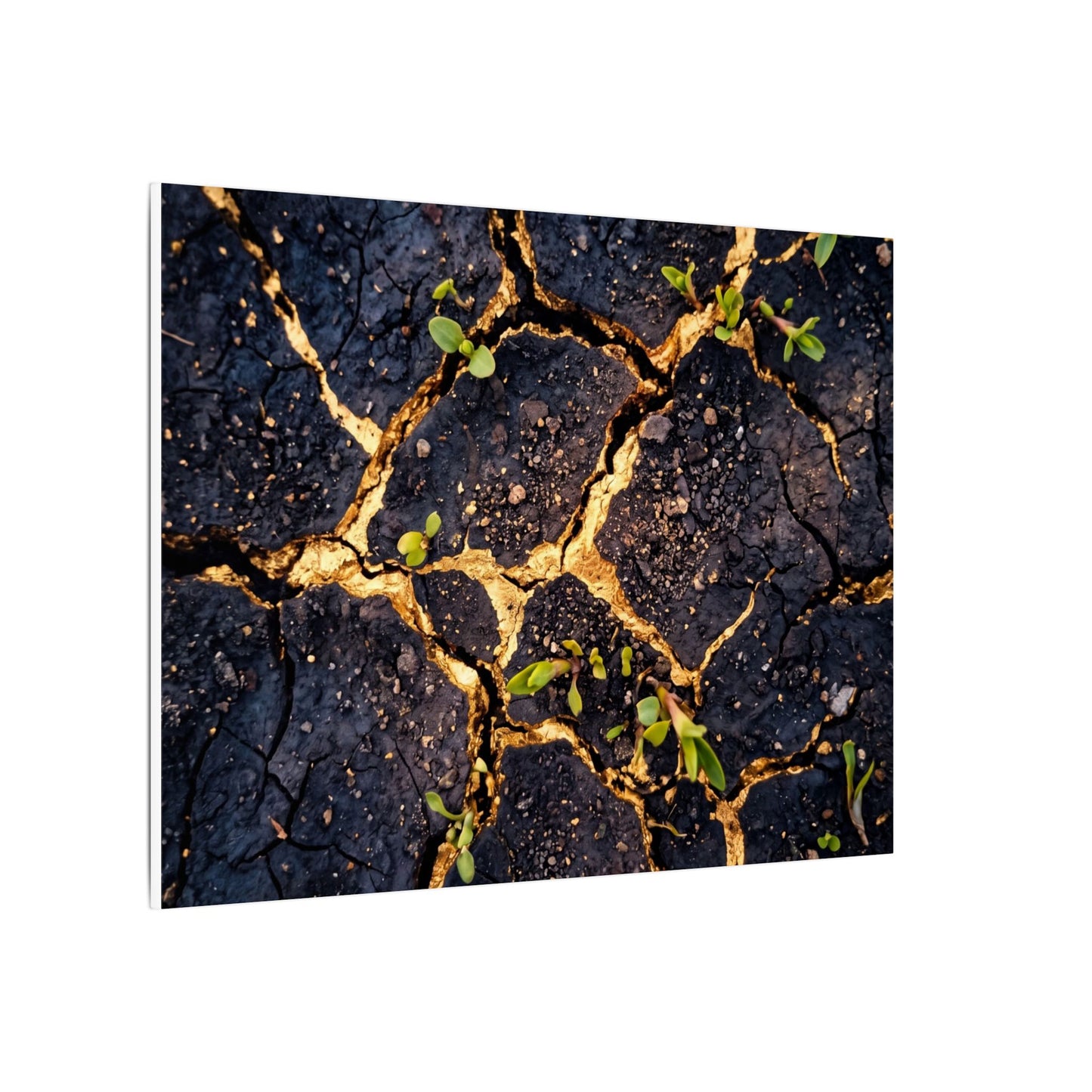 Spring Cracked Earth Crackle Gold Canvas Art | Healing Decor