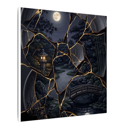 Kintsugi Moonlit Garden in Golden Hour | Gold Repair Canvas Art