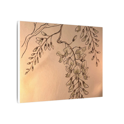 Japandi Wisteria in Candlelight | Minimal Line Canvas Art