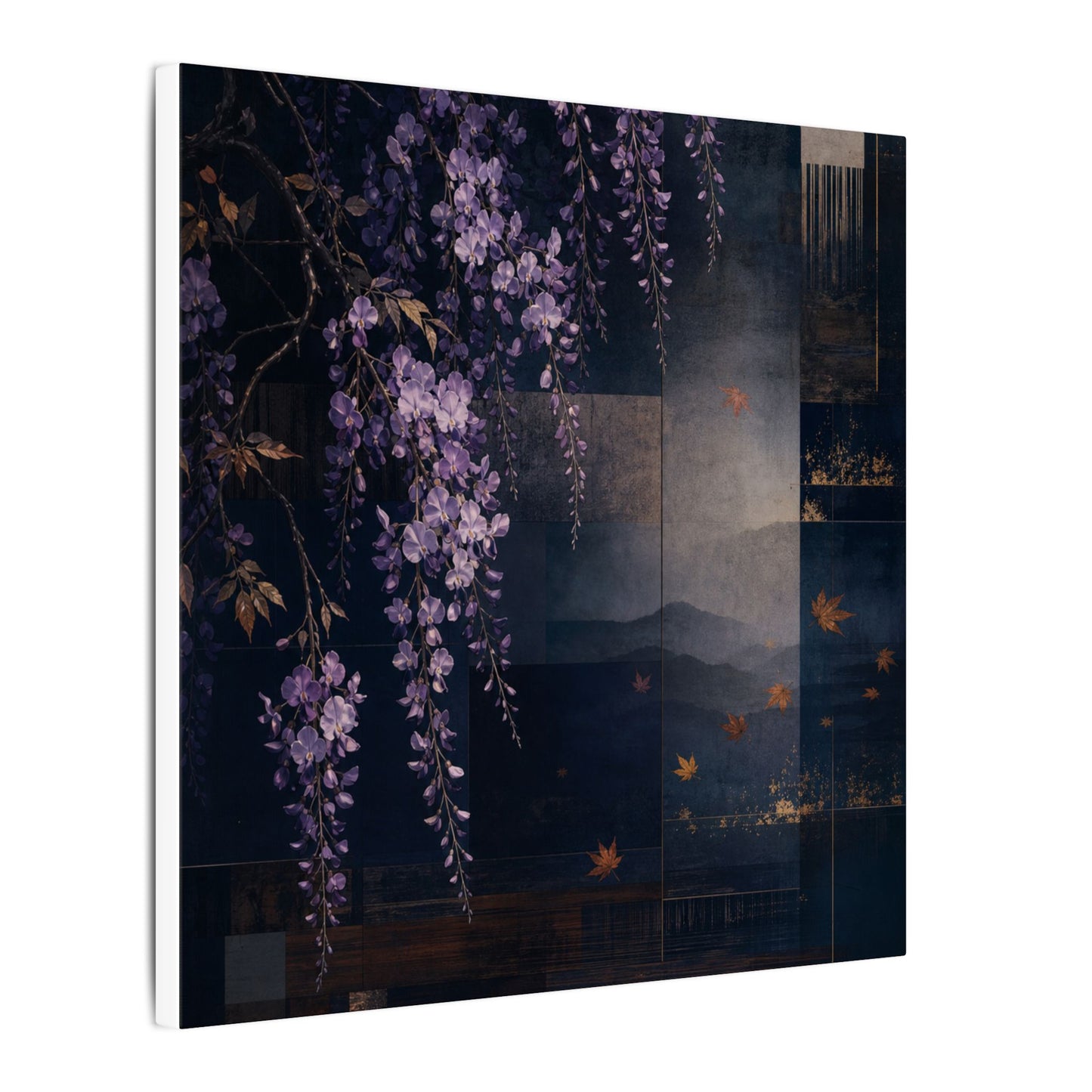 Dawn Wisteria Canvas Art - Dark Japandi Fukinsei