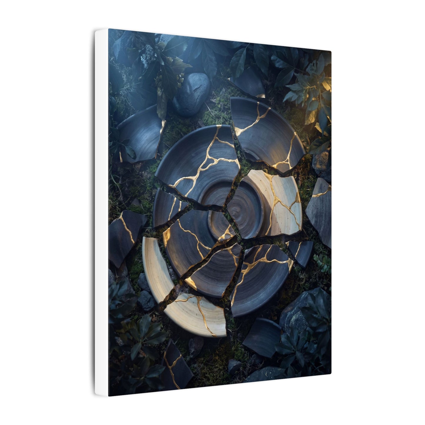 Resilient Broken Pottery Canvas Art - Gold Vein Kintsugi