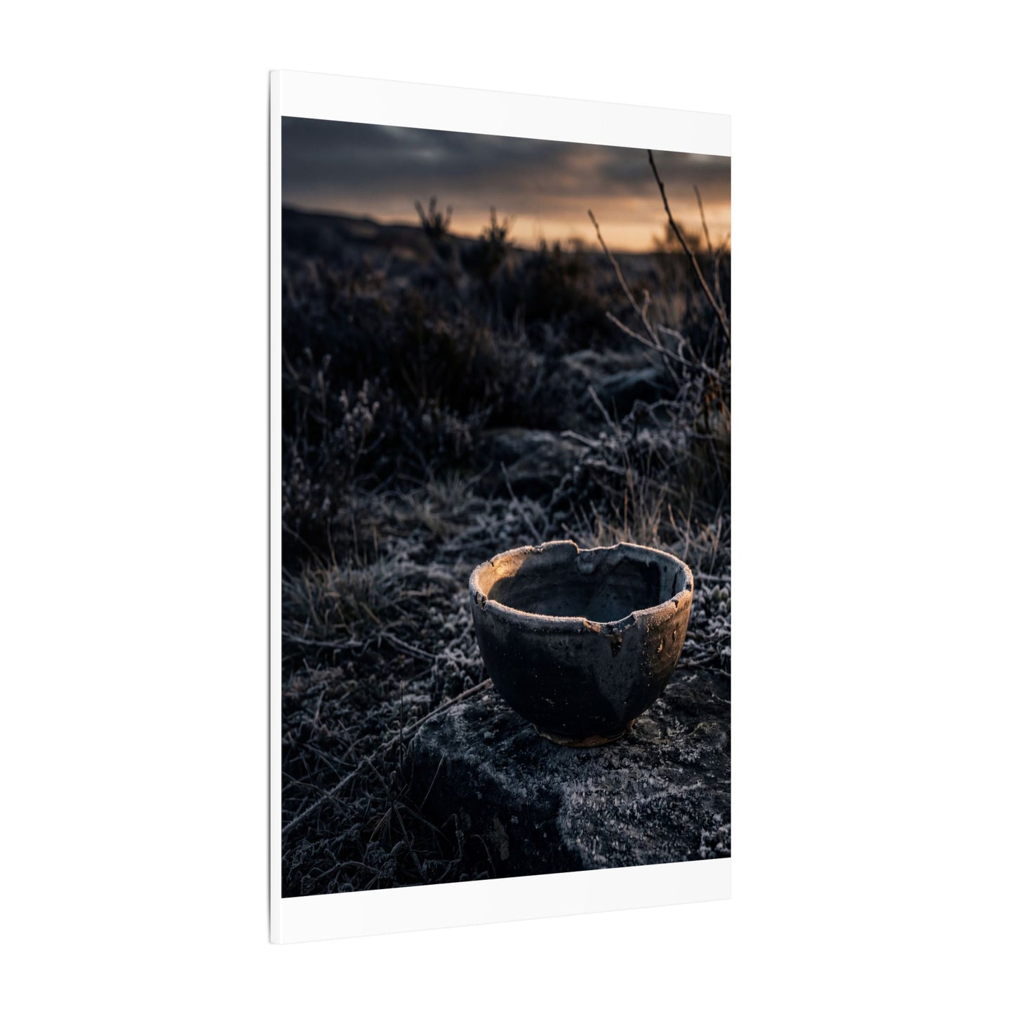 Kanso Ceramic Bowl Canvas Art - Dark Japandi Dark Texture