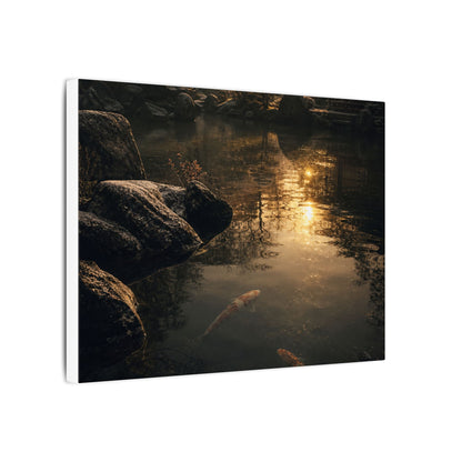 Winter Koi Pond Shadow Zen Canvas Art | Bold Decor
