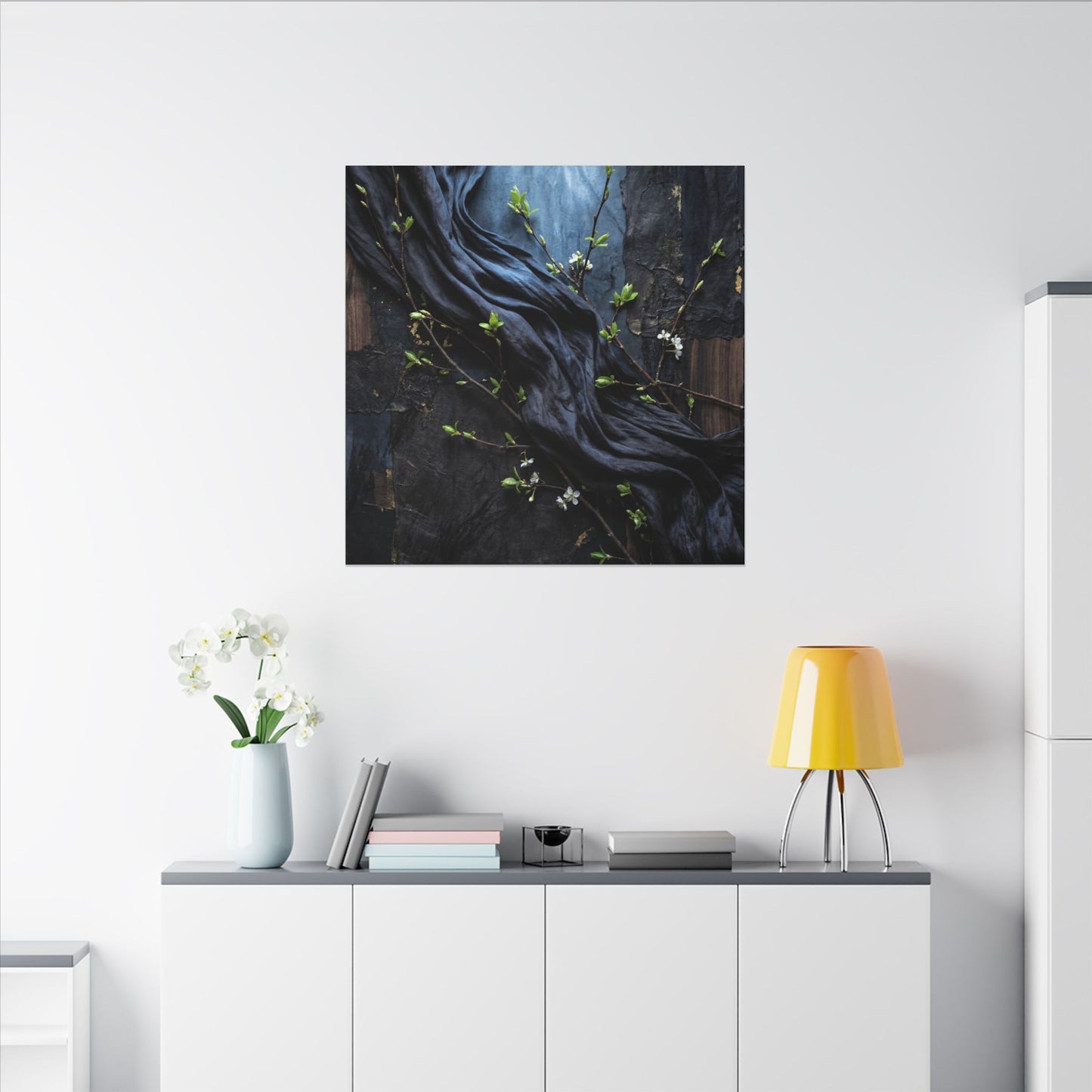 Spring Silk Drape Dark Texture Canvas Art | Atmospheric Decor