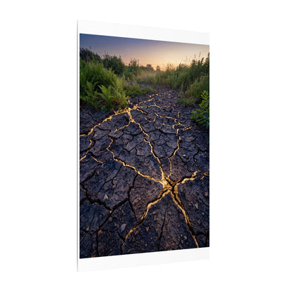 Cracked Earth Canvas Art | Summer Kintsugi Crackle Gold Art