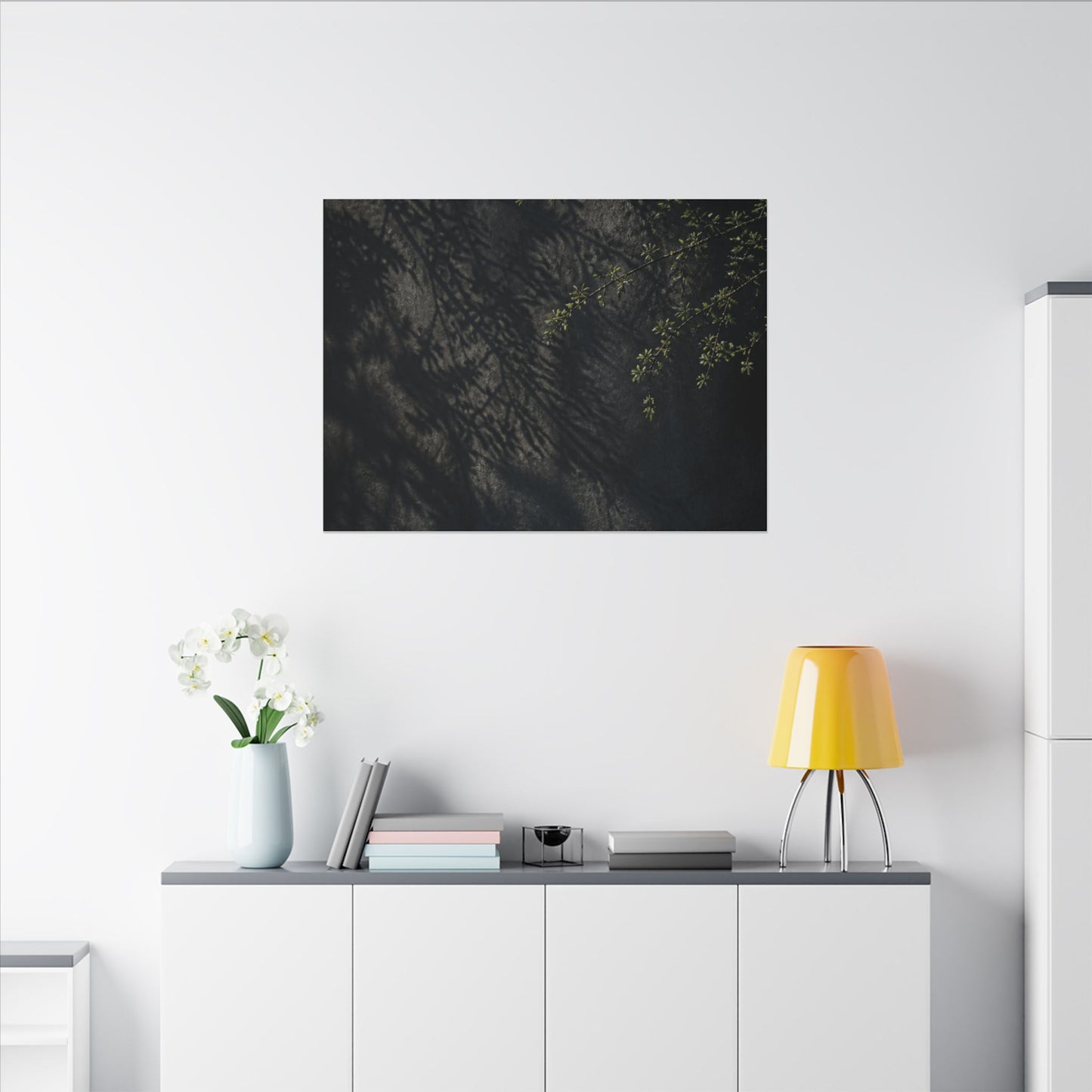 Overcast Shadow Play Canvas Art - Dark Japandi Seijaku
