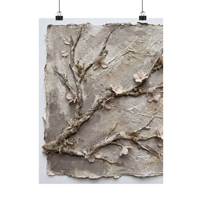 Summer Cherry Blossom Texture Wall Art Print | Neutral Decor