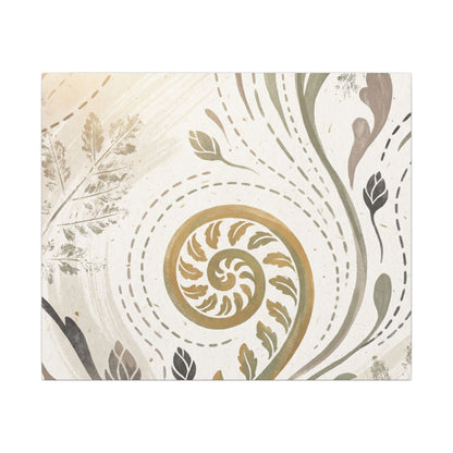 Japandi Fern Unfurling in Golden Hour | Japanese Pattern Canvas Art