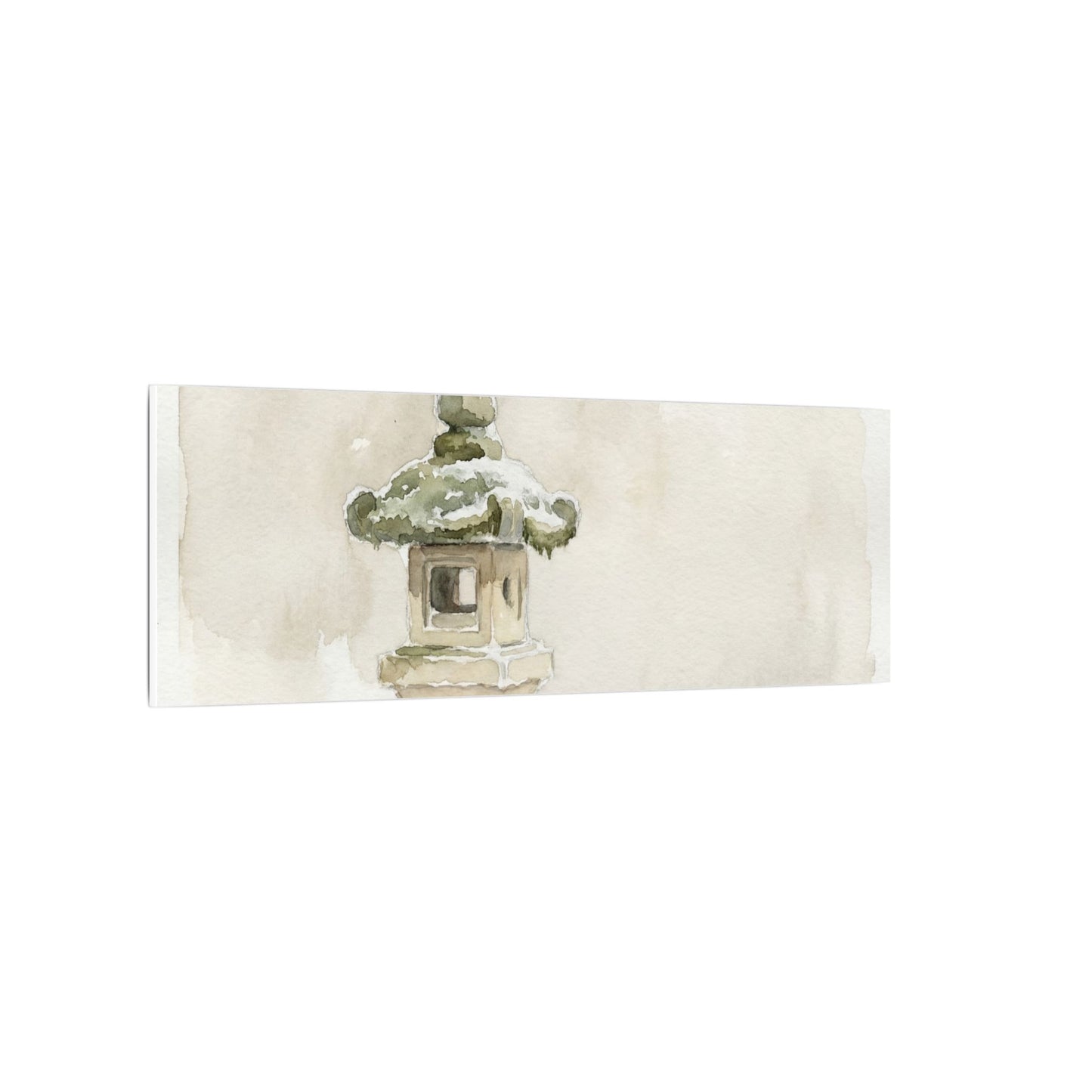 Stone Lantern Winter Canvas Art | Japandi Earthy Design