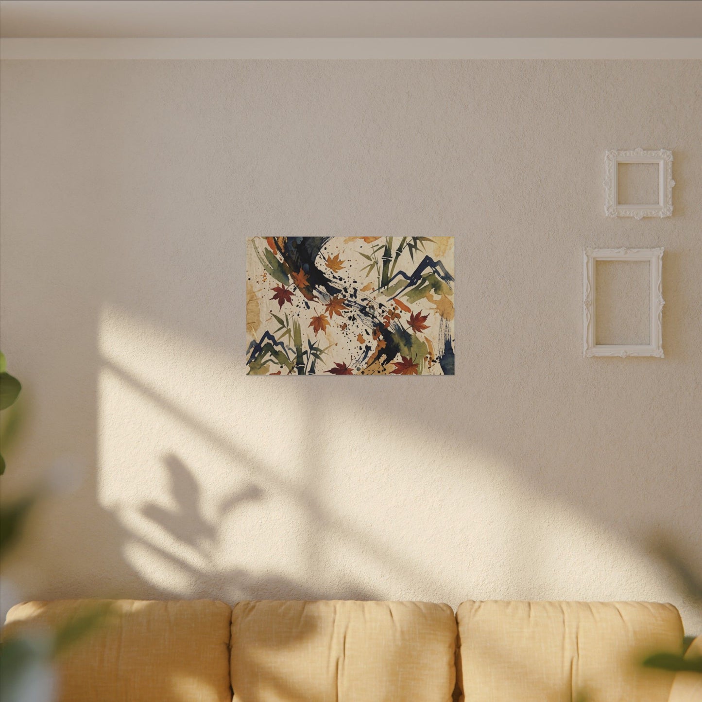 Golden Hour Ink Brushstroke Canvas Art - Zen Shibui