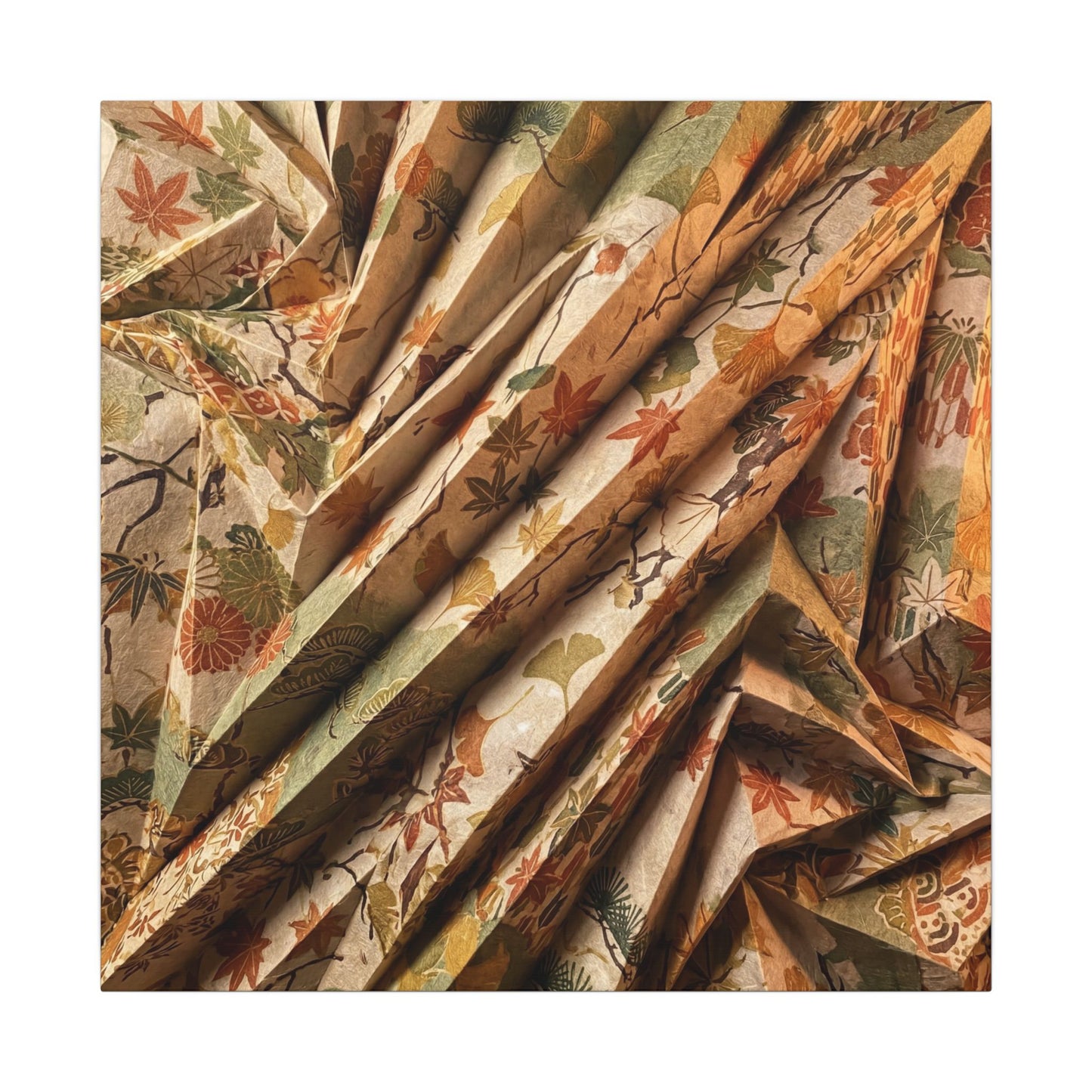 Paper Fold Autumn Canvas Art | Japandi Earthy Design