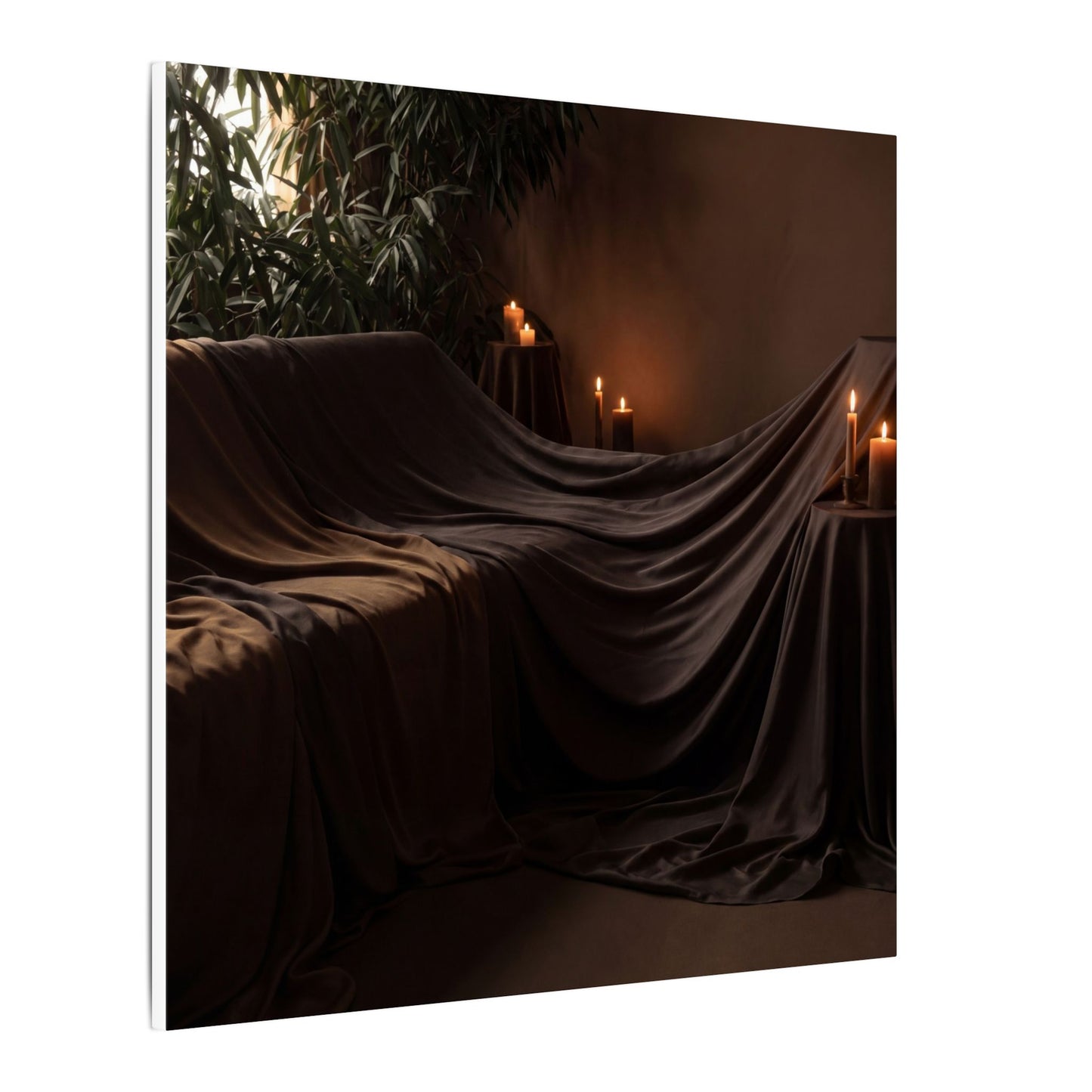 Candlelight Silk Drape Canvas Art - Dark Japandi Ma