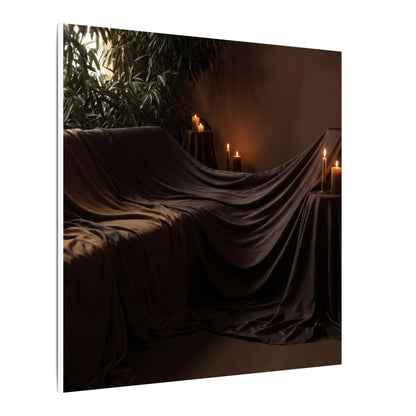 Candlelight Silk Drape Canvas Art - Dark Japandi Ma