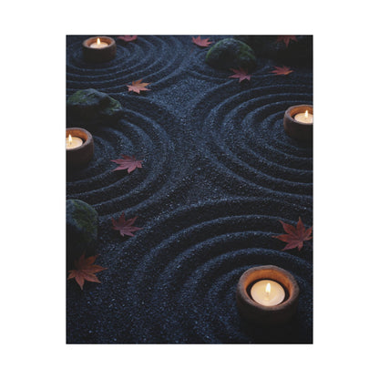 Seijaku Rock Garden Canvas Art - Dark Japandi Dark Texture