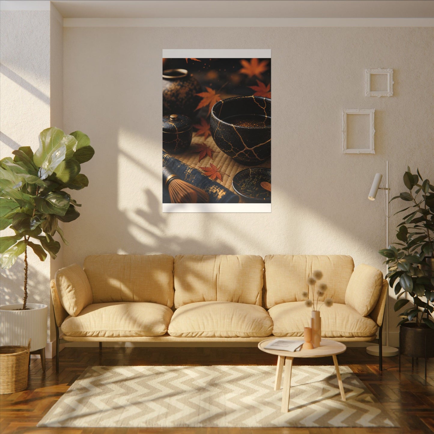 Seijaku Tea Ceremony Canvas Art - Kintsugi Gold Repair