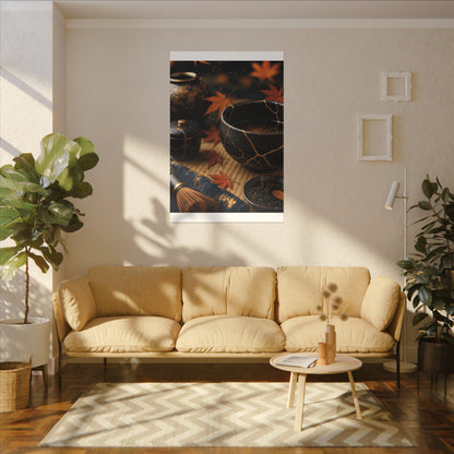 Seijaku Tea Ceremony Canvas Art - Kintsugi Gold Repair