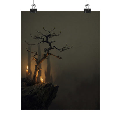 Pine Tree Shadow Zen Wall Art Print | Moody Dark Japandi Art Art Print