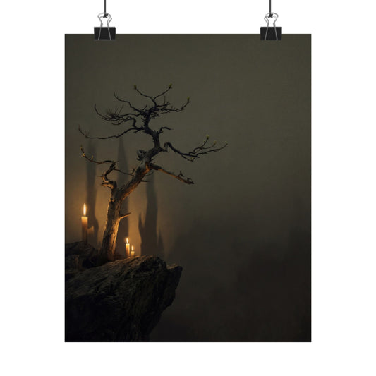 Pine Tree Shadow Zen Wall Art Print | Moody Dark Japandi Art Art Print