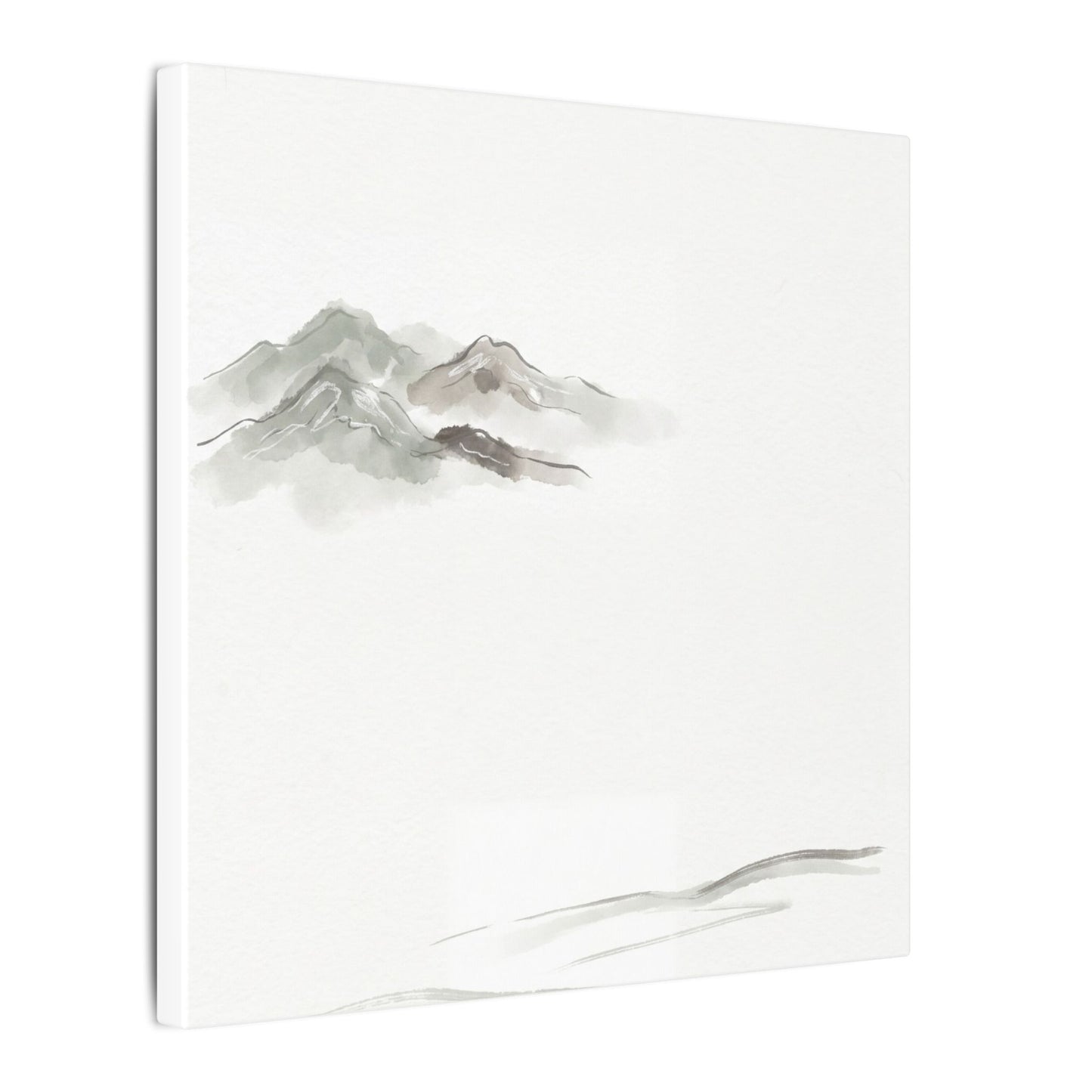 Winter Mountain Mist Minimal Line Canvas Art | Elegant Decor