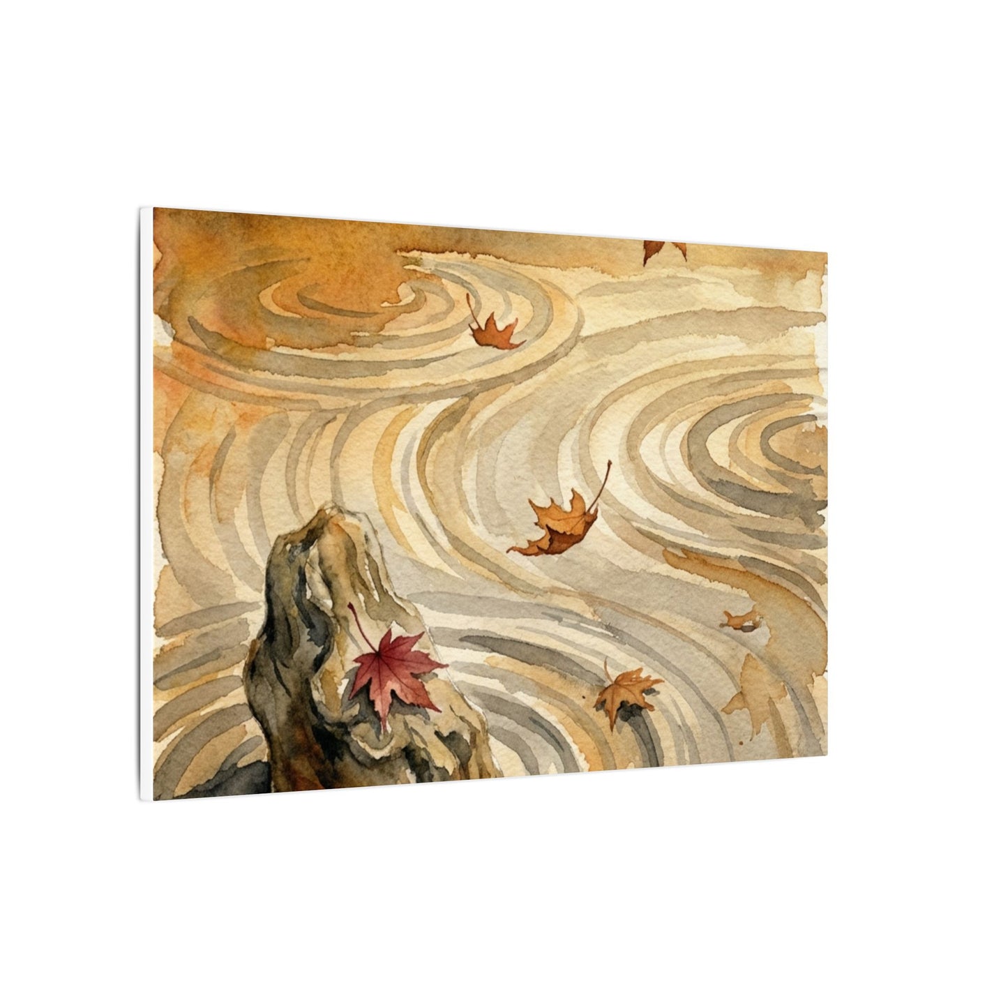 Autumn Rock Garden Watercolor Canvas Art | Neutral Decor