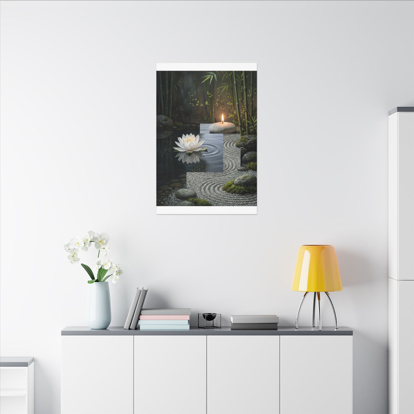 Candlelight Lotus Flower Canvas Art - Zen Kanso