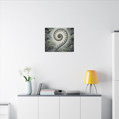 Zen Fern Unfurling in Dawn | Ukiyo E Inspired Canvas Art