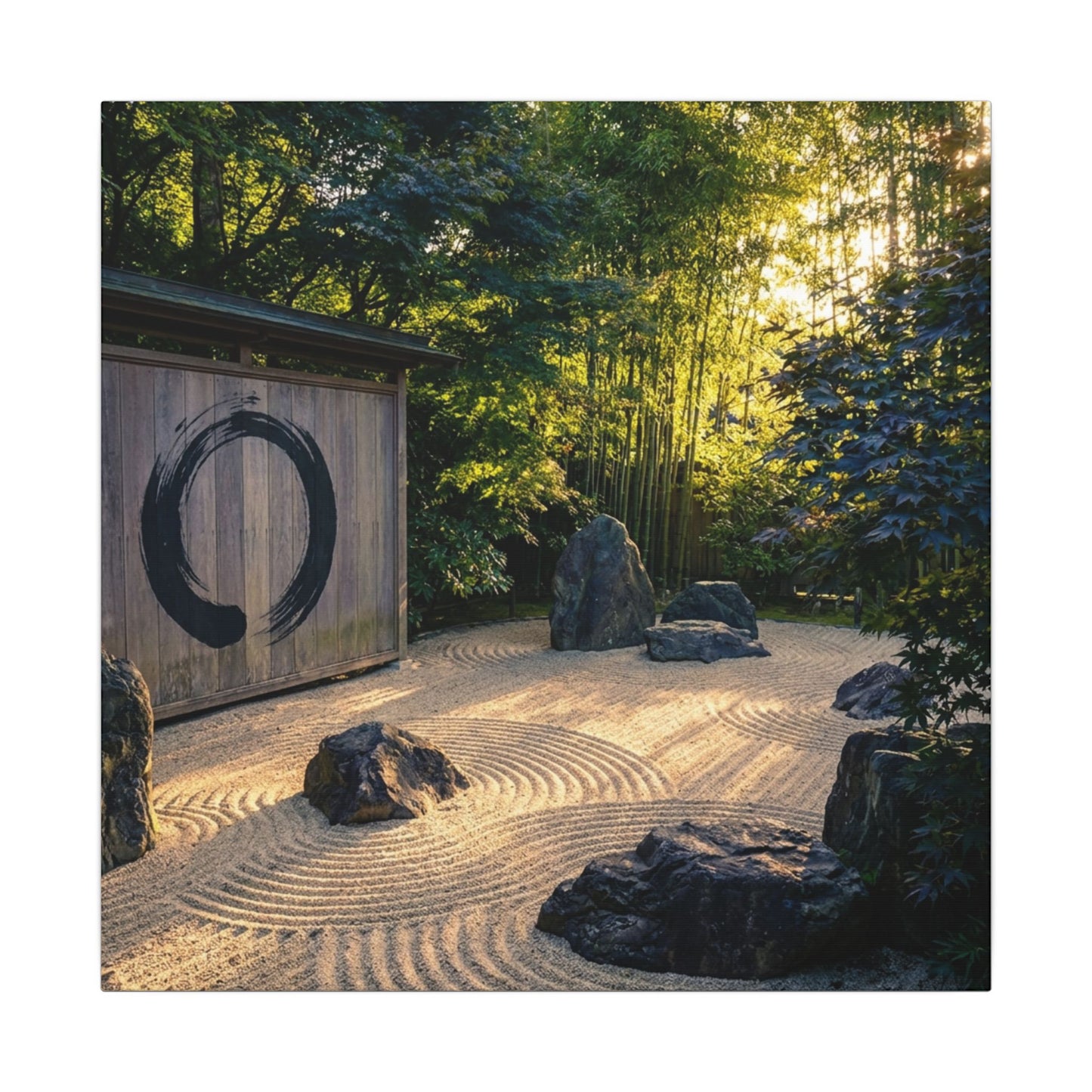 Rock Garden Enso Canvas Art | Tranquil Zen Art