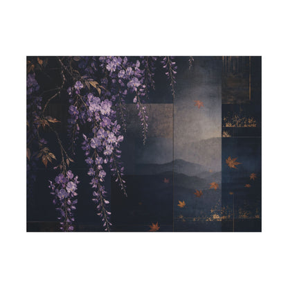 Dawn Wisteria Canvas Art - Dark Japandi Fukinsei