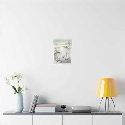 Koi Pond Minimal Line Canvas Art | Cozy Japandi Art