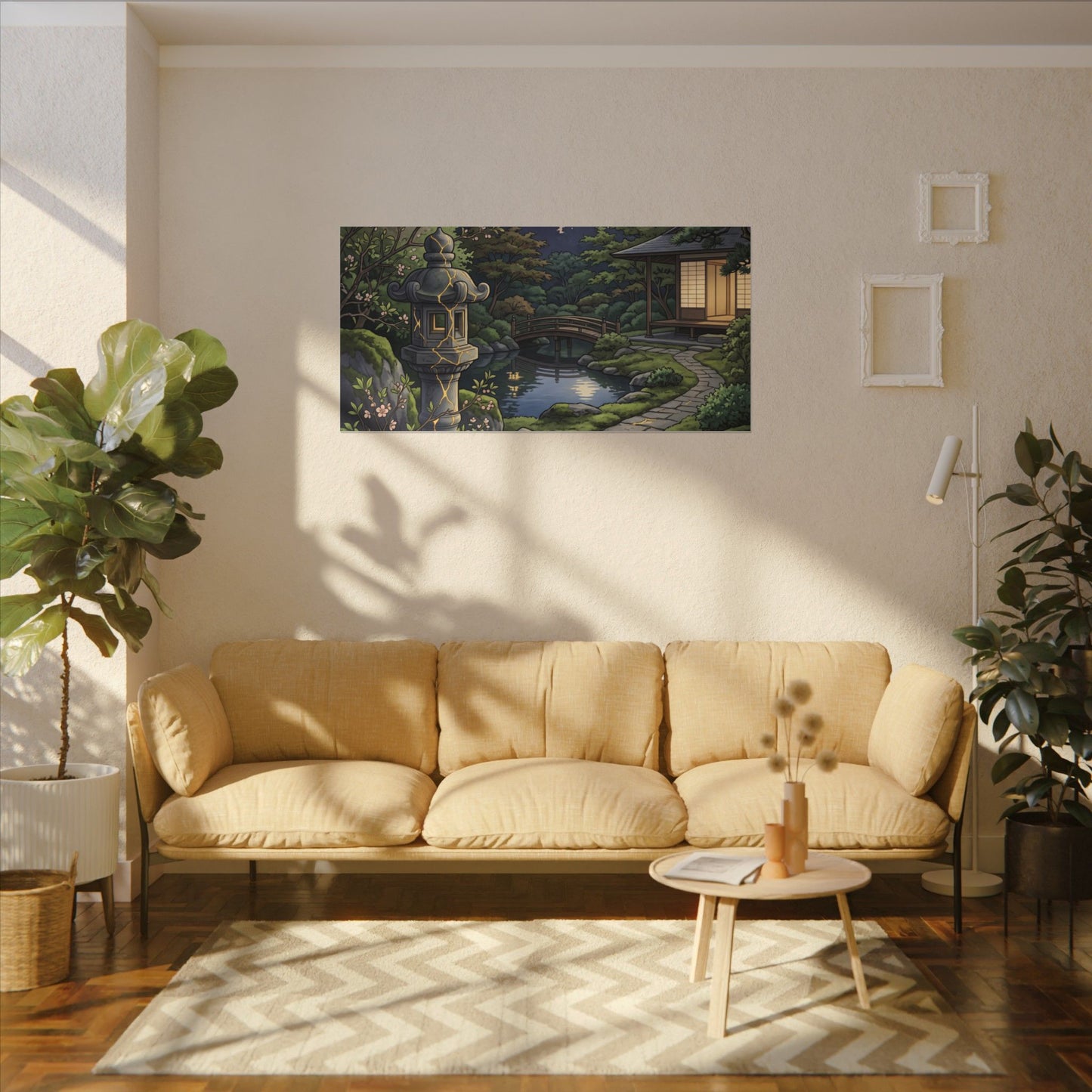 Spring Moonlit Garden Gold Vein Canvas Art | Resilient Decor