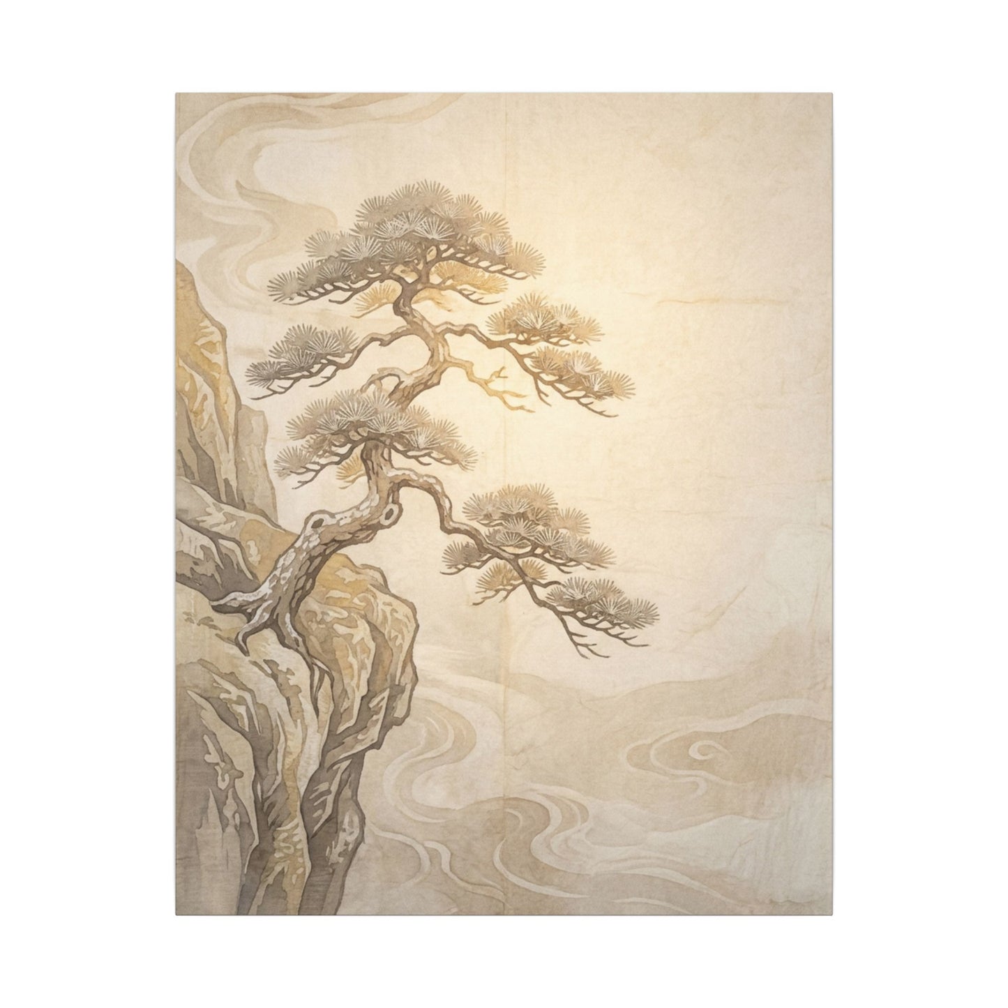 Winter Pine Tree Japanese Pattern Canvas Art | Elegant Decor