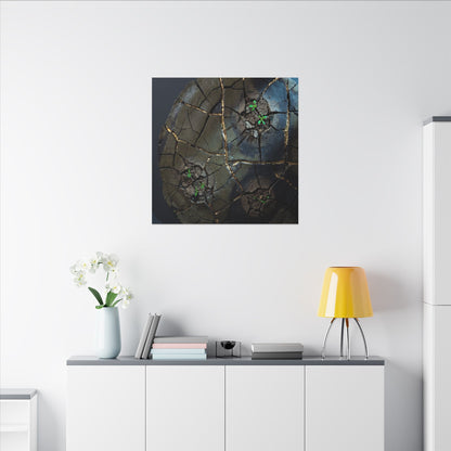Dark Japandi Cracked Earth in Moonlight | Moody Minimal Canvas Art